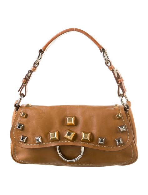 Prada Calf Borchie Shoulder Bag 